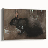Grunge Wall Art: Black Rabbit Design | Vintage Grunge Canvas Print