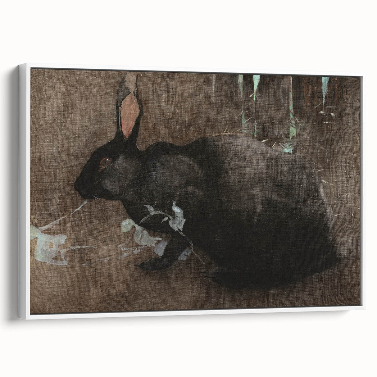 Grunge Wall Art: Black Rabbit Design | Vintage Grunge Canvas Print