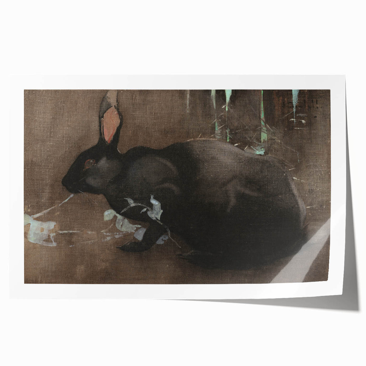 Grunge Wall Art: Black Rabbit Design | Vintage Grunge Canvas Print