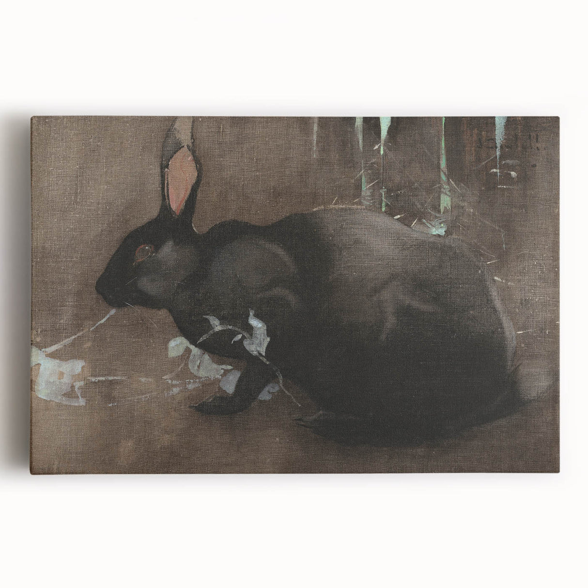 Grunge Wall Art: Black Rabbit Design | Vintage Grunge Canvas Print