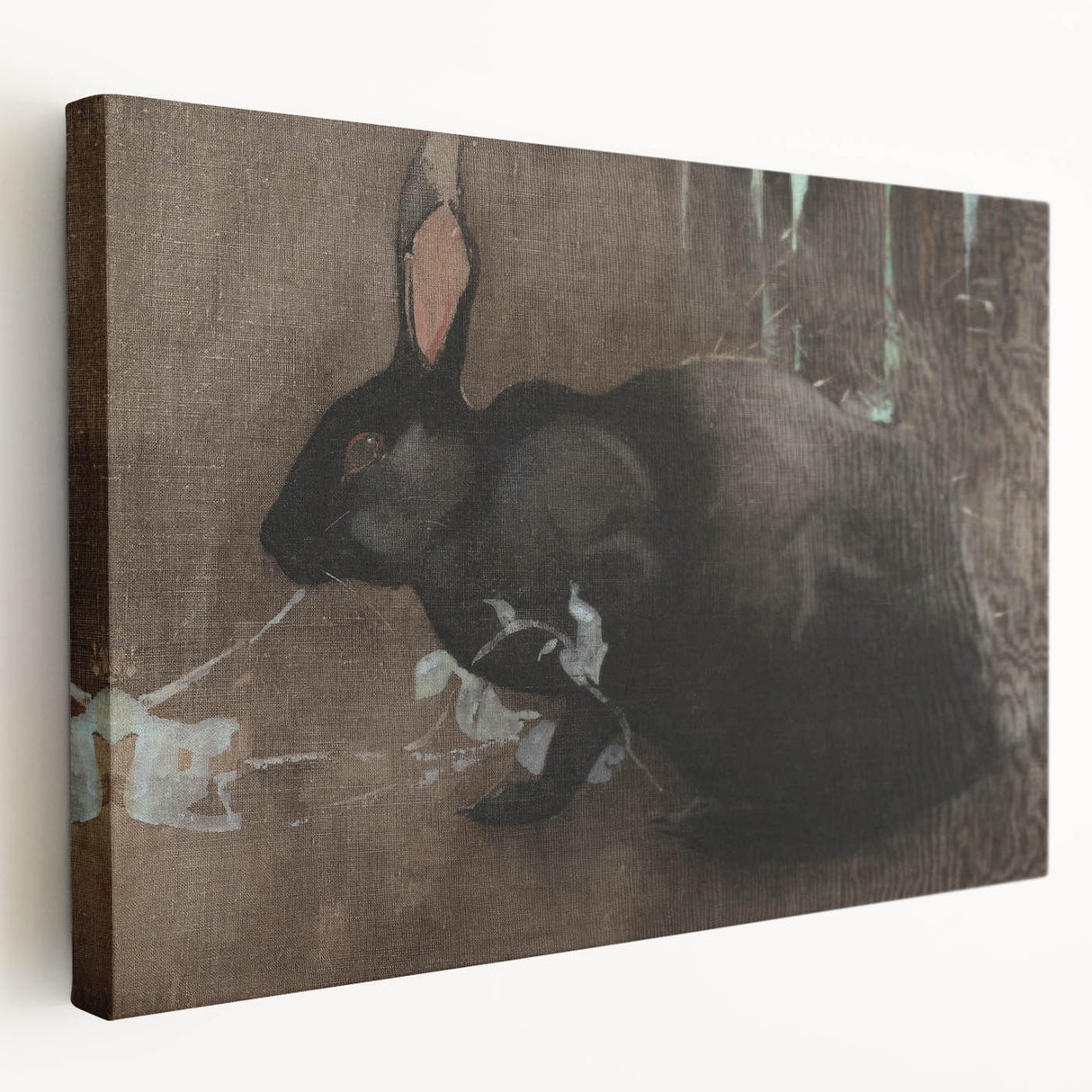 Grunge Wall Art: Black Rabbit Design | Vintage Grunge Canvas Print
