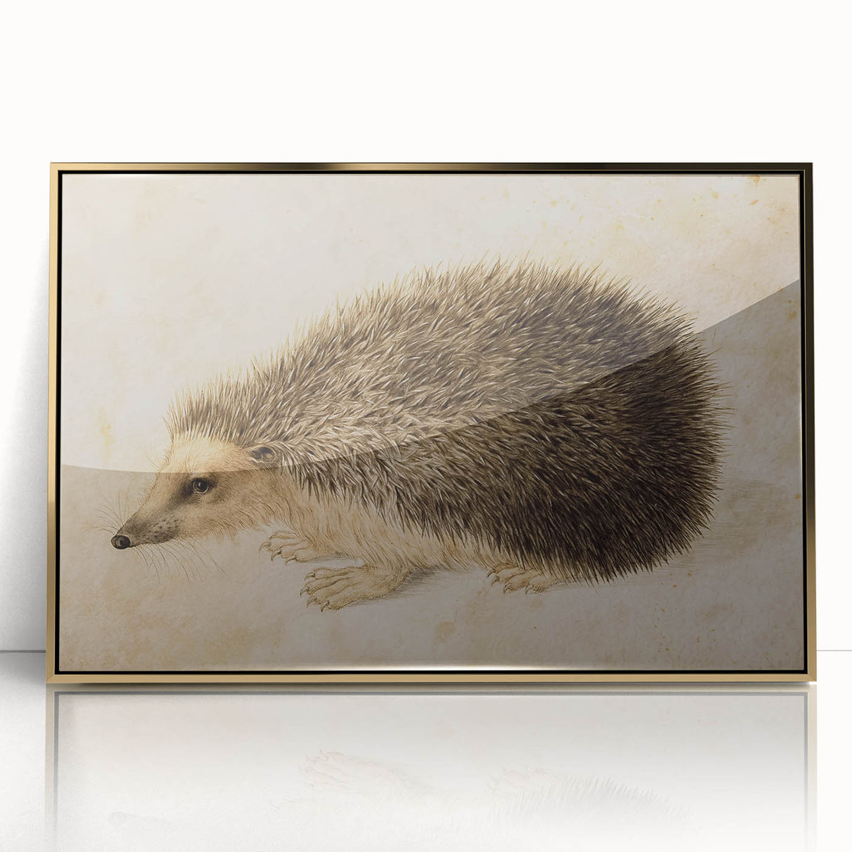 Grunge Wall Art: Hedgehog Illustration | Vintage Grunge Canvas Print