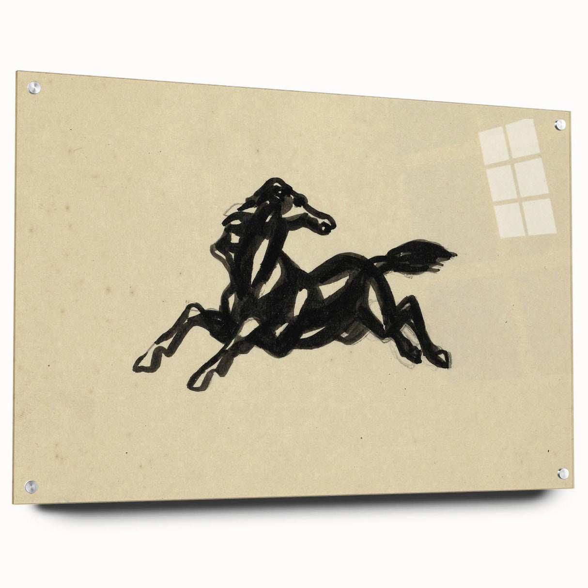 Grunge Wall Art: Abstract Horse Drawing | Vintage Grunge Canvas Print