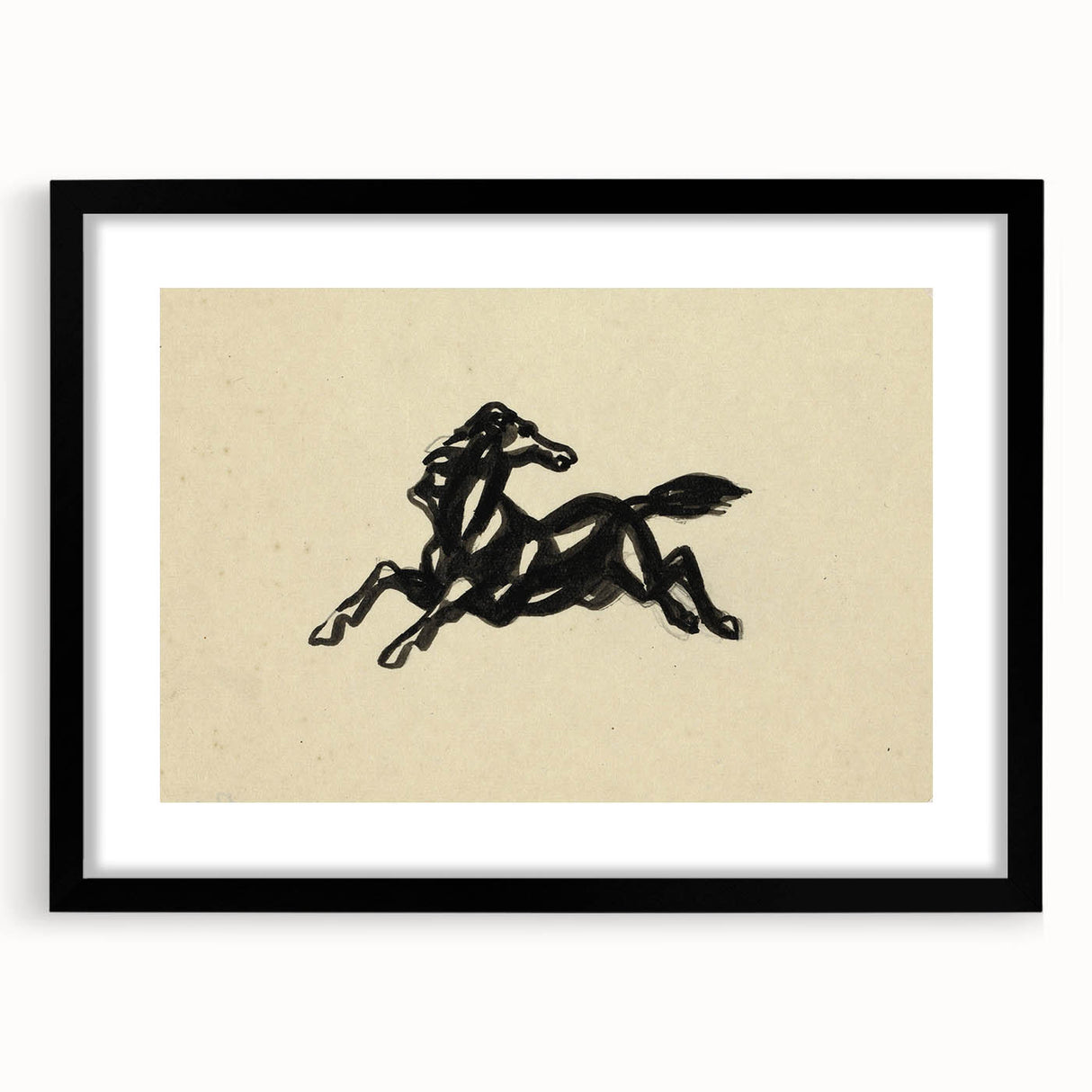 Grunge Wall Art: Abstract Horse Drawing | Vintage Grunge Canvas Print