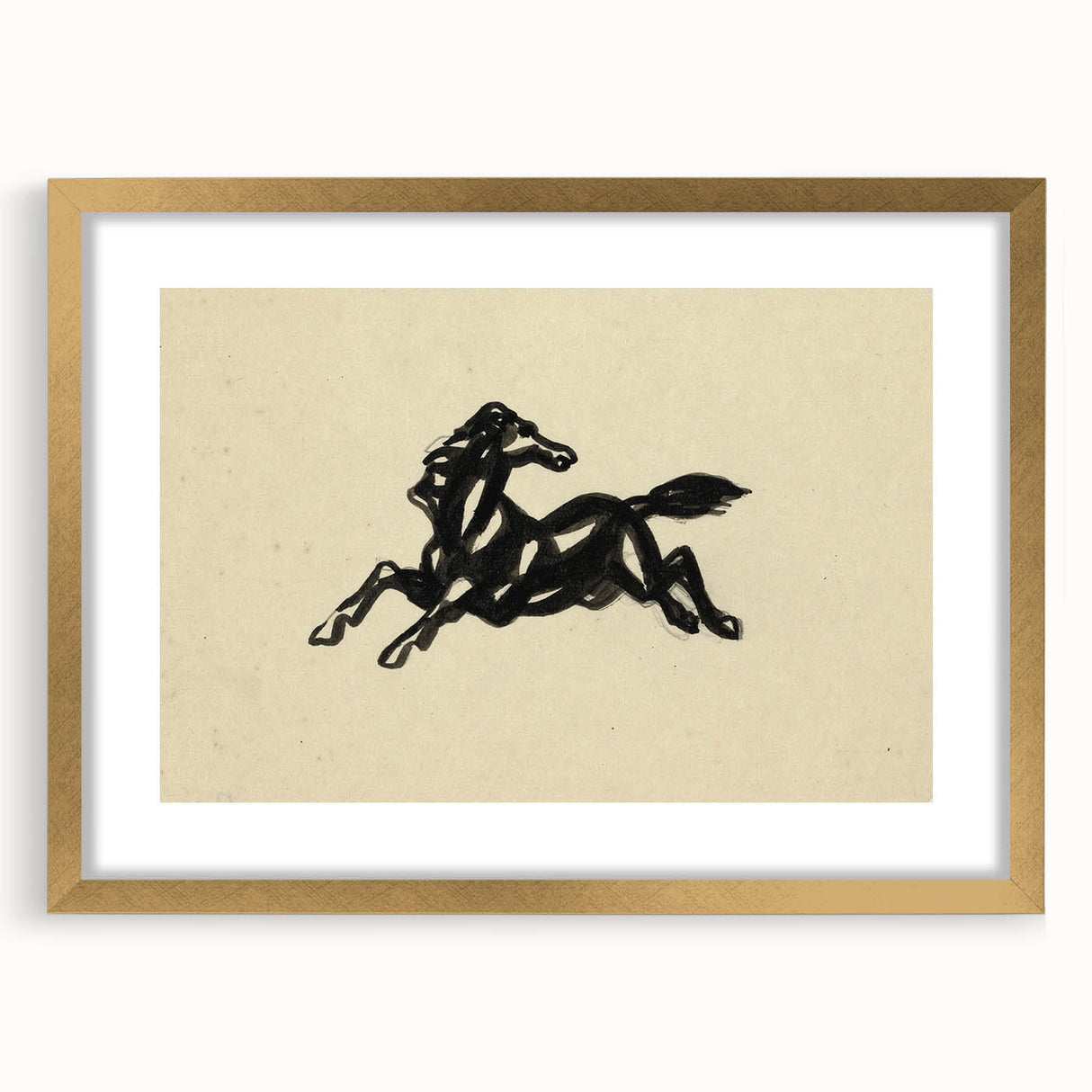 Grunge Wall Art: Abstract Horse Drawing | Vintage Grunge Canvas Print