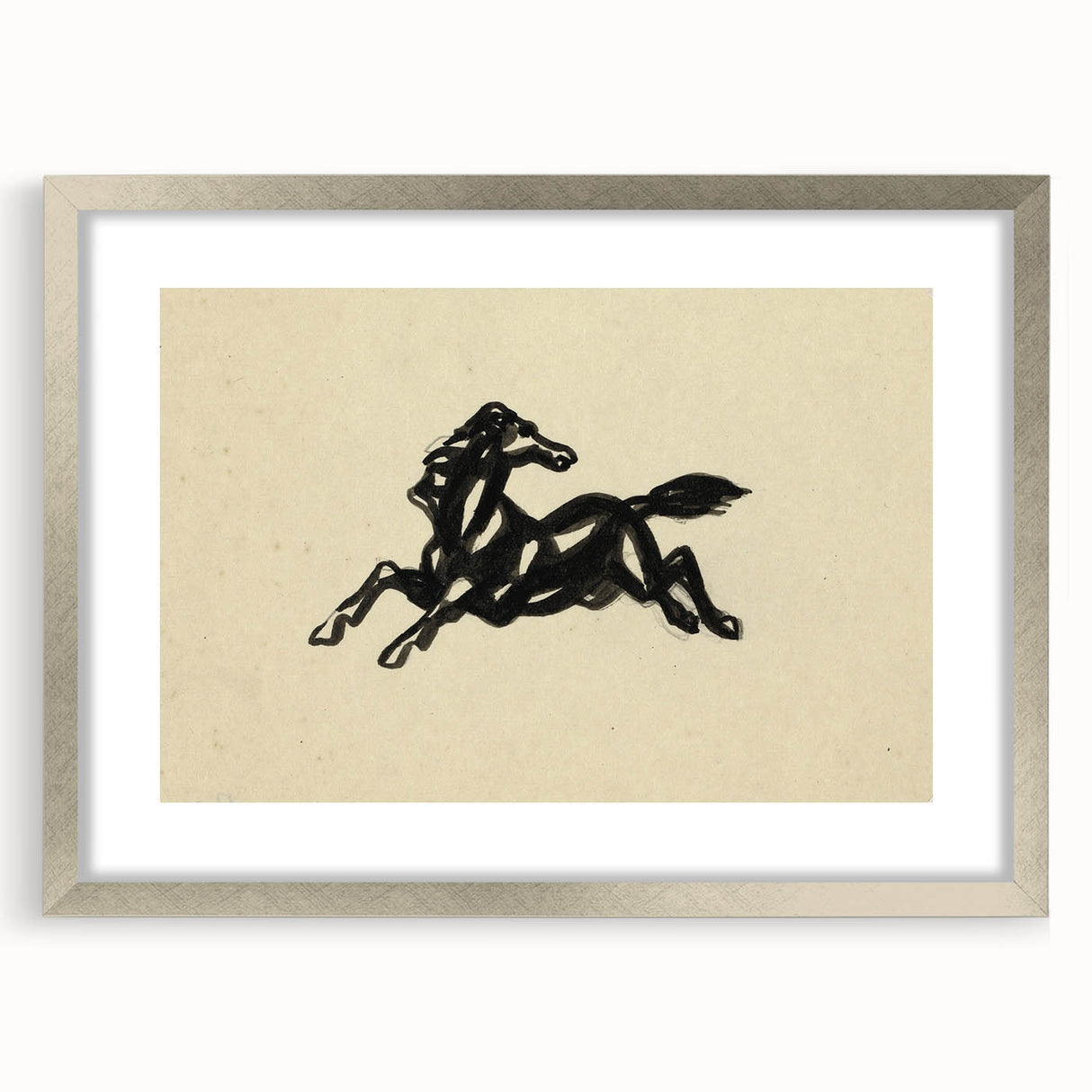 Grunge Wall Art: Abstract Horse Drawing | Vintage Grunge Canvas Print