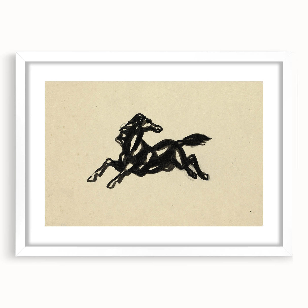 Grunge Wall Art: Abstract Horse Drawing | Vintage Grunge Canvas Print
