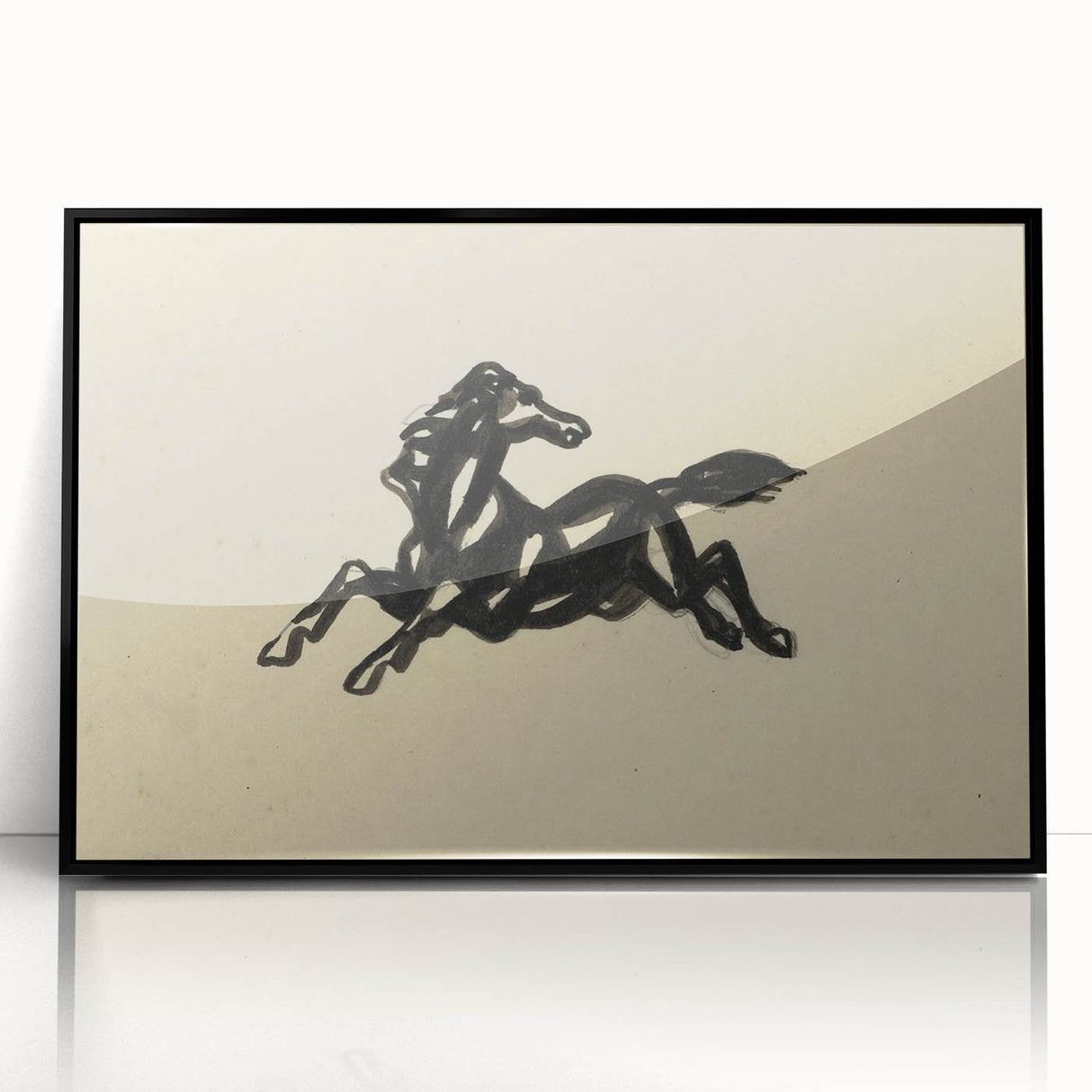 Grunge Wall Art: Abstract Horse Drawing | Vintage Grunge Canvas Print