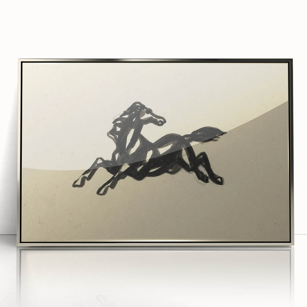 Grunge Wall Art: Abstract Horse Drawing | Vintage Grunge Canvas Print
