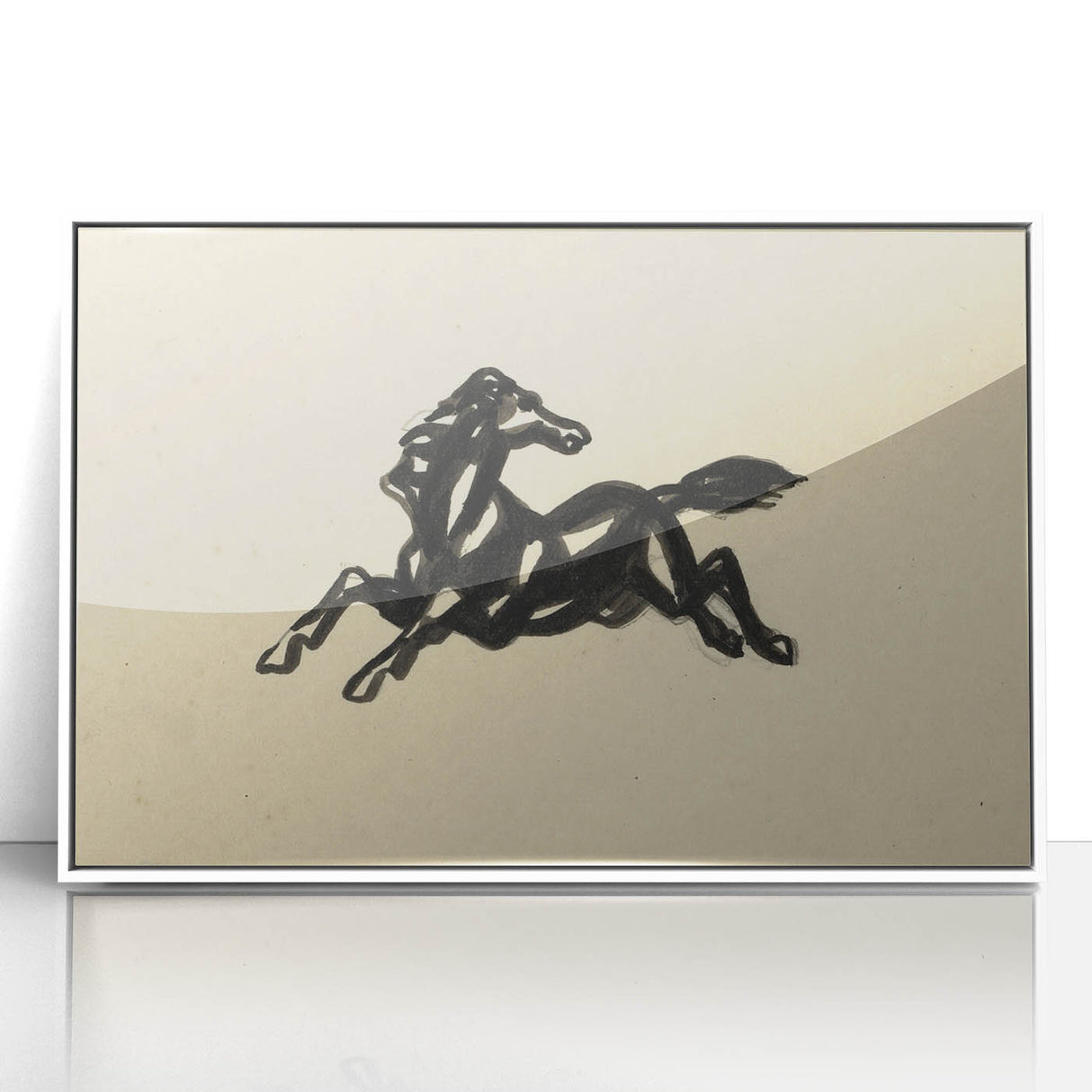 Grunge Wall Art: Abstract Horse Drawing | Vintage Grunge Canvas Print