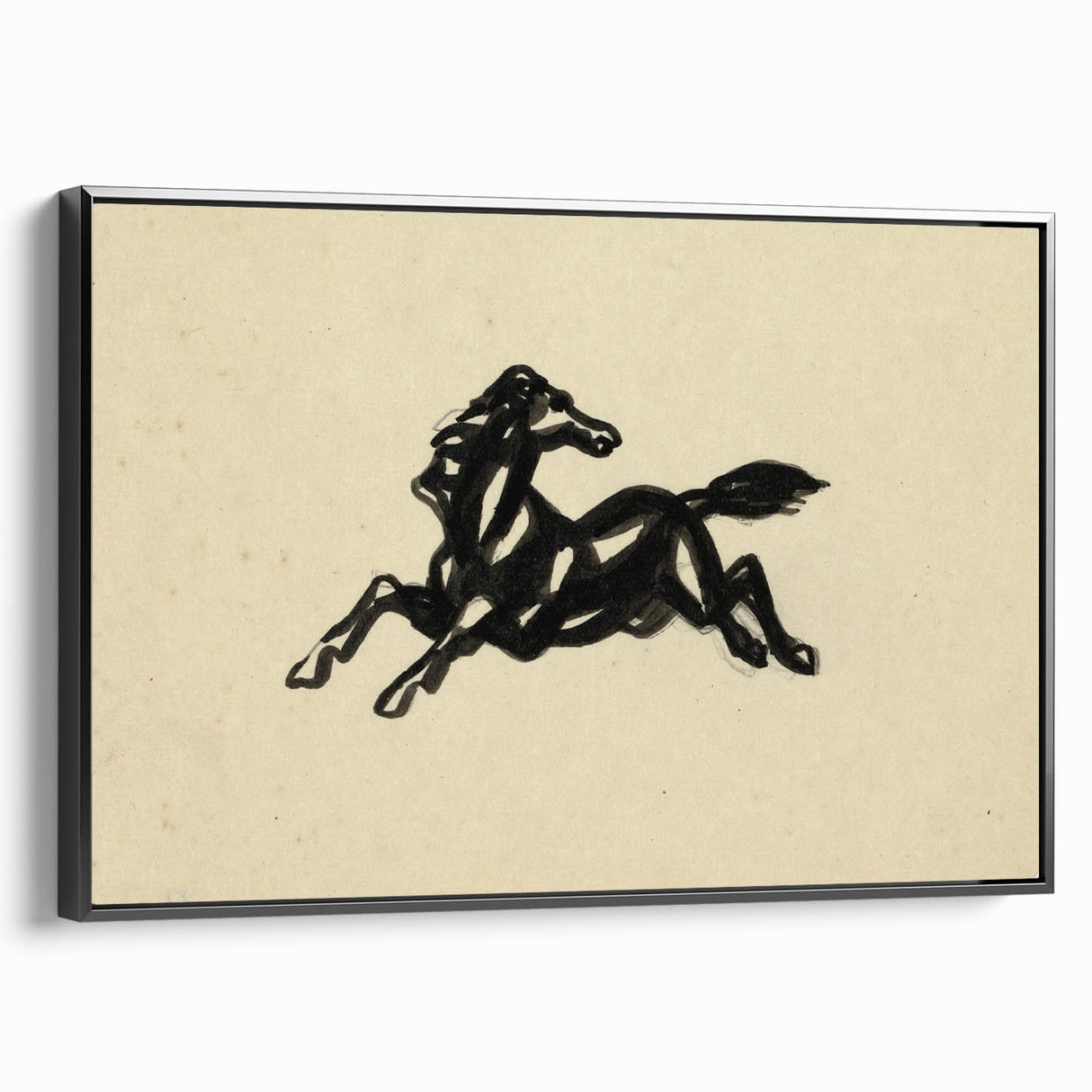 Grunge Wall Art: Abstract Horse Drawing | Vintage Grunge Canvas Print