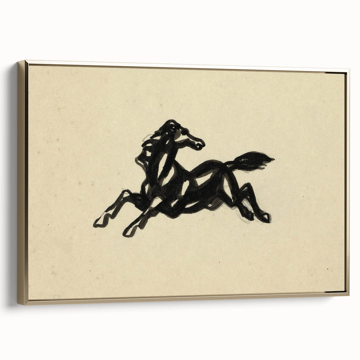 Grunge Wall Art: Abstract Horse Drawing | Vintage Grunge Canvas Print
