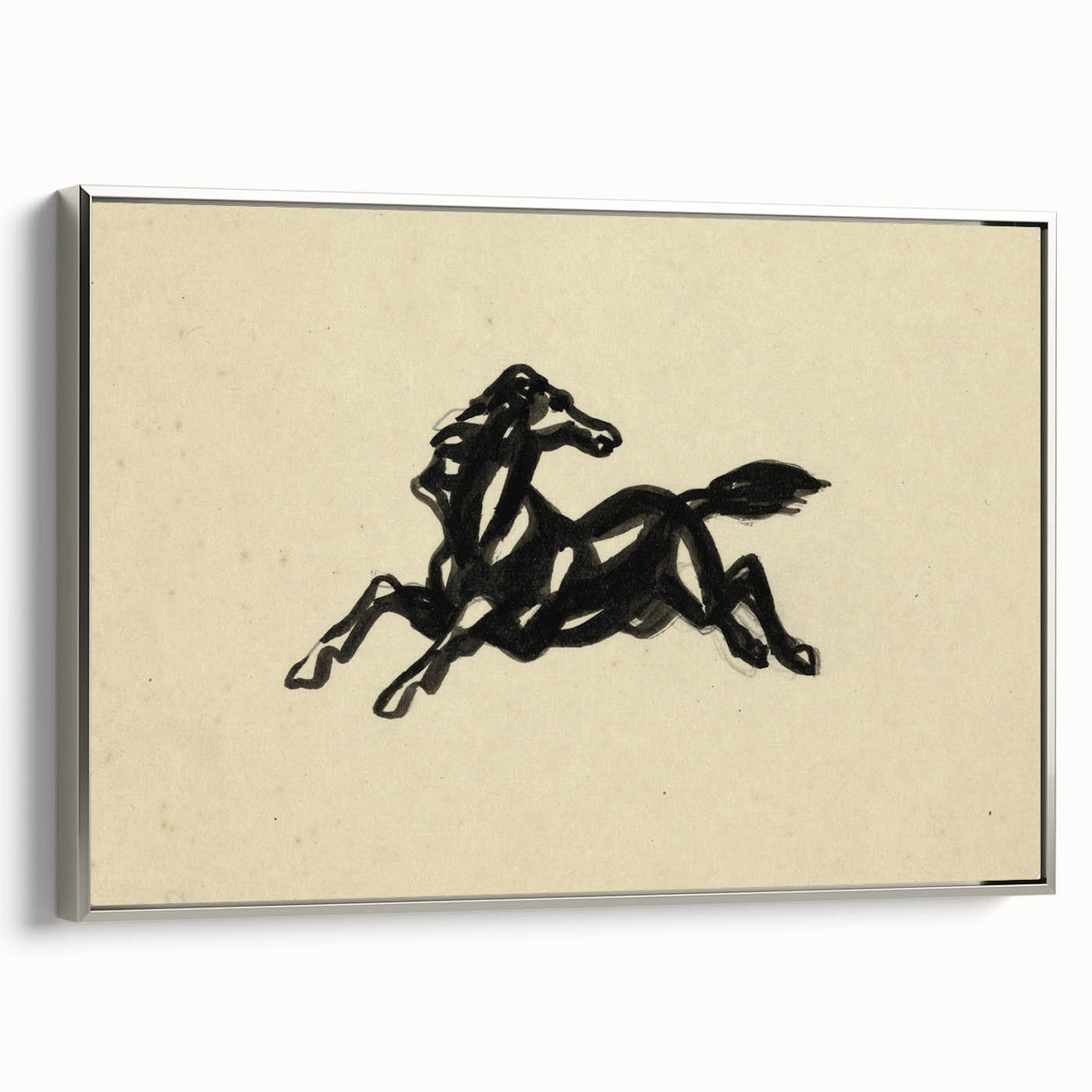 Grunge Wall Art: Abstract Horse Drawing | Vintage Grunge Canvas Print