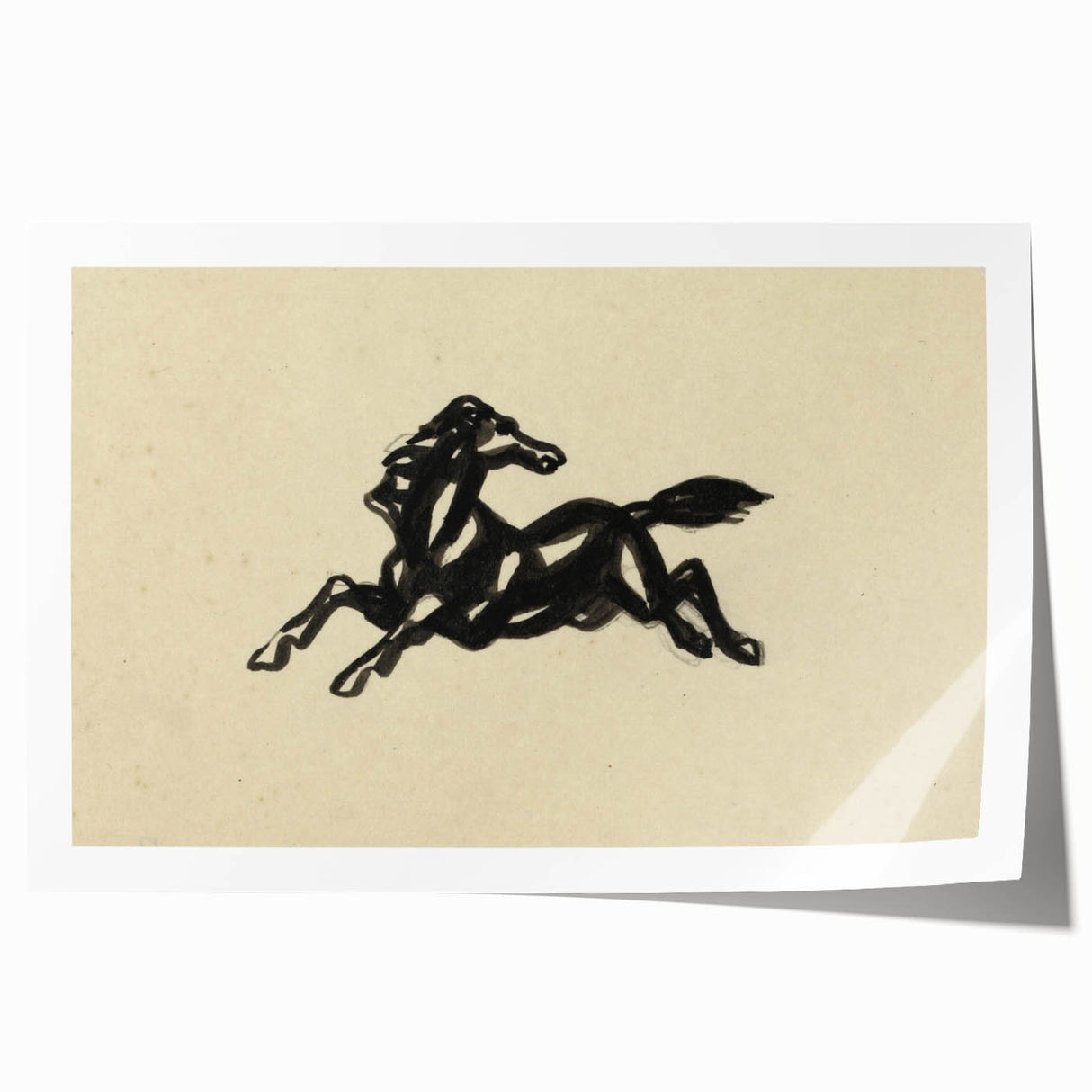 Grunge Wall Art: Abstract Horse Drawing | Vintage Grunge Canvas Print