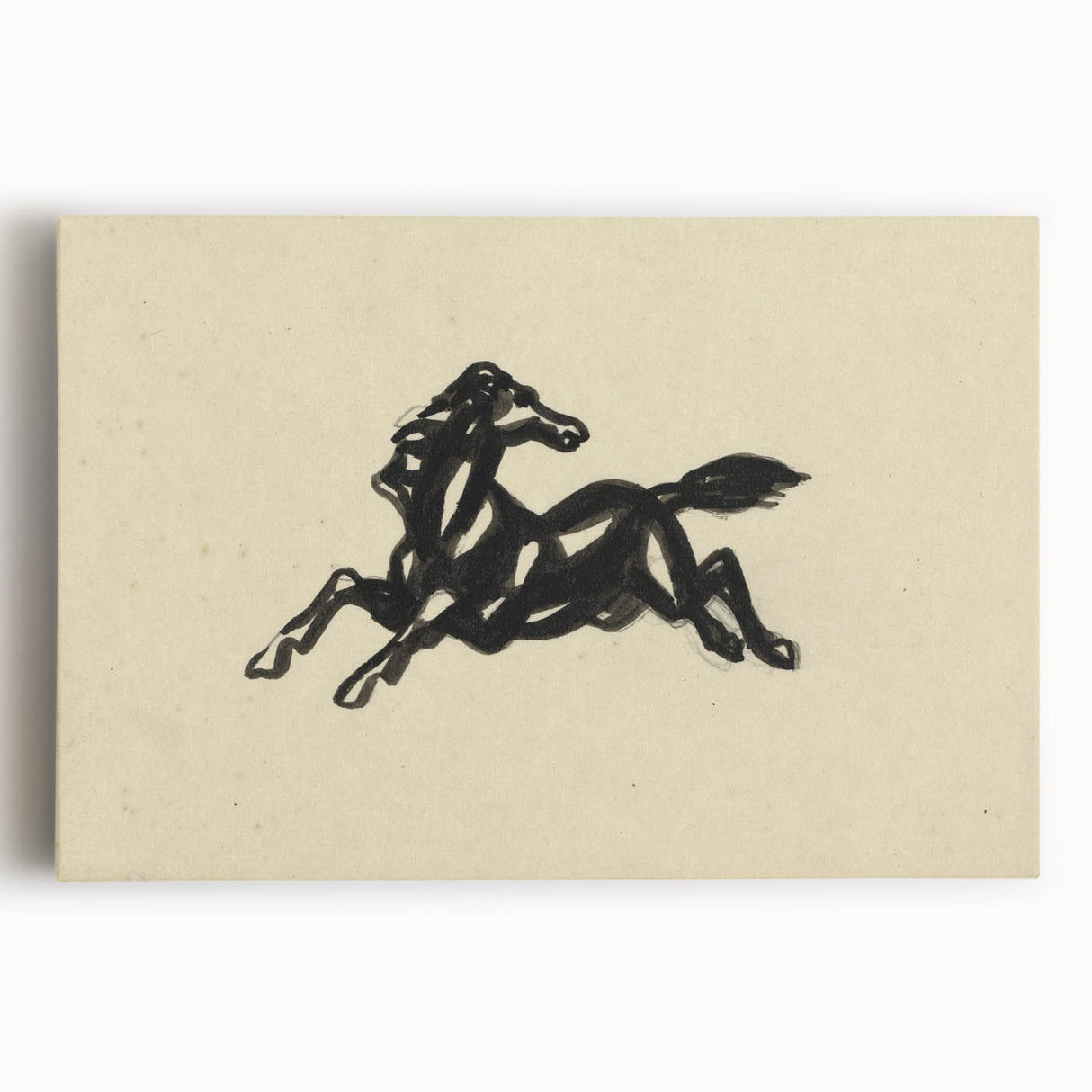 Grunge Wall Art: Abstract Horse Drawing | Vintage Grunge Canvas Print