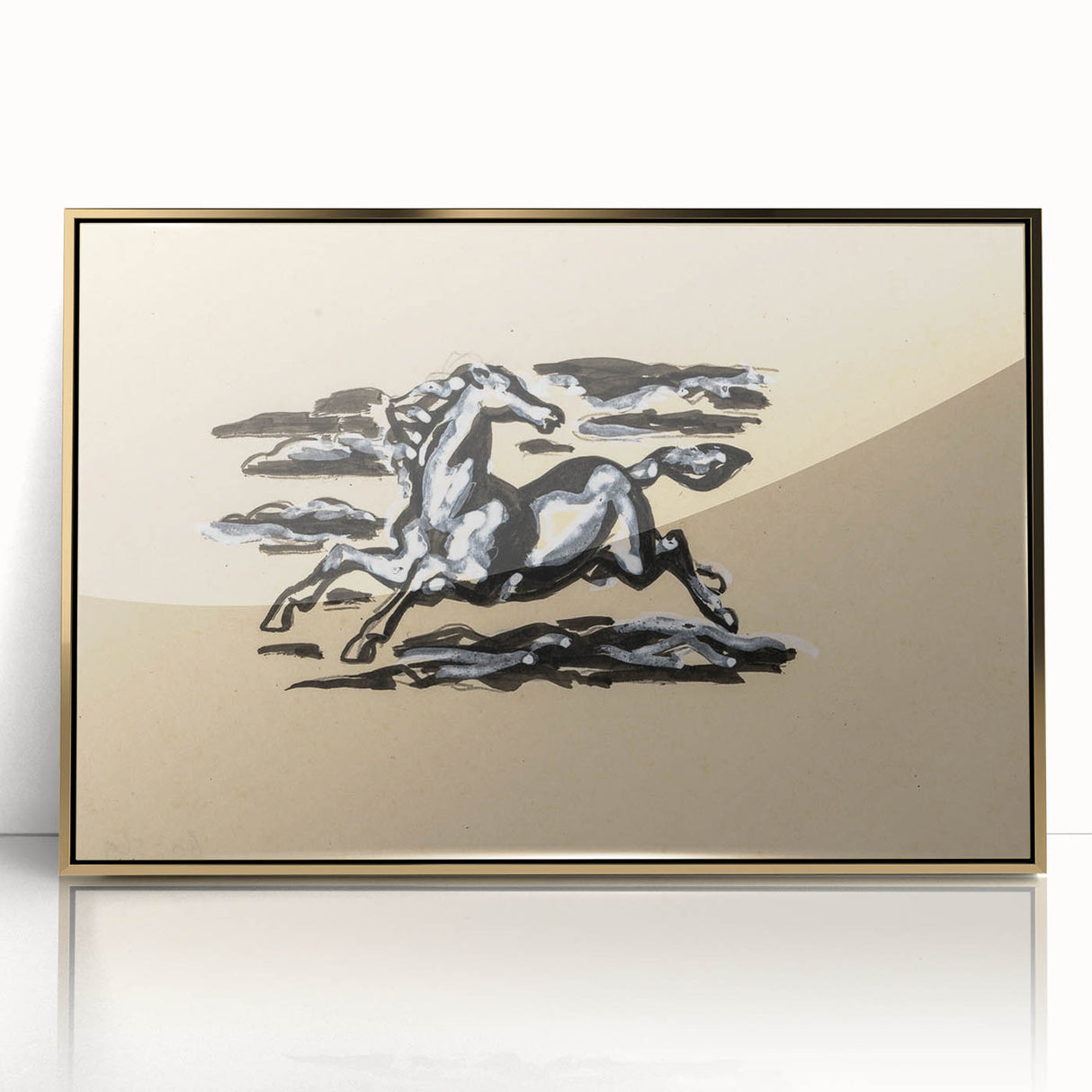 Grunge Wall Art: Running Horse Design | Vintage Grunge Canvas Print