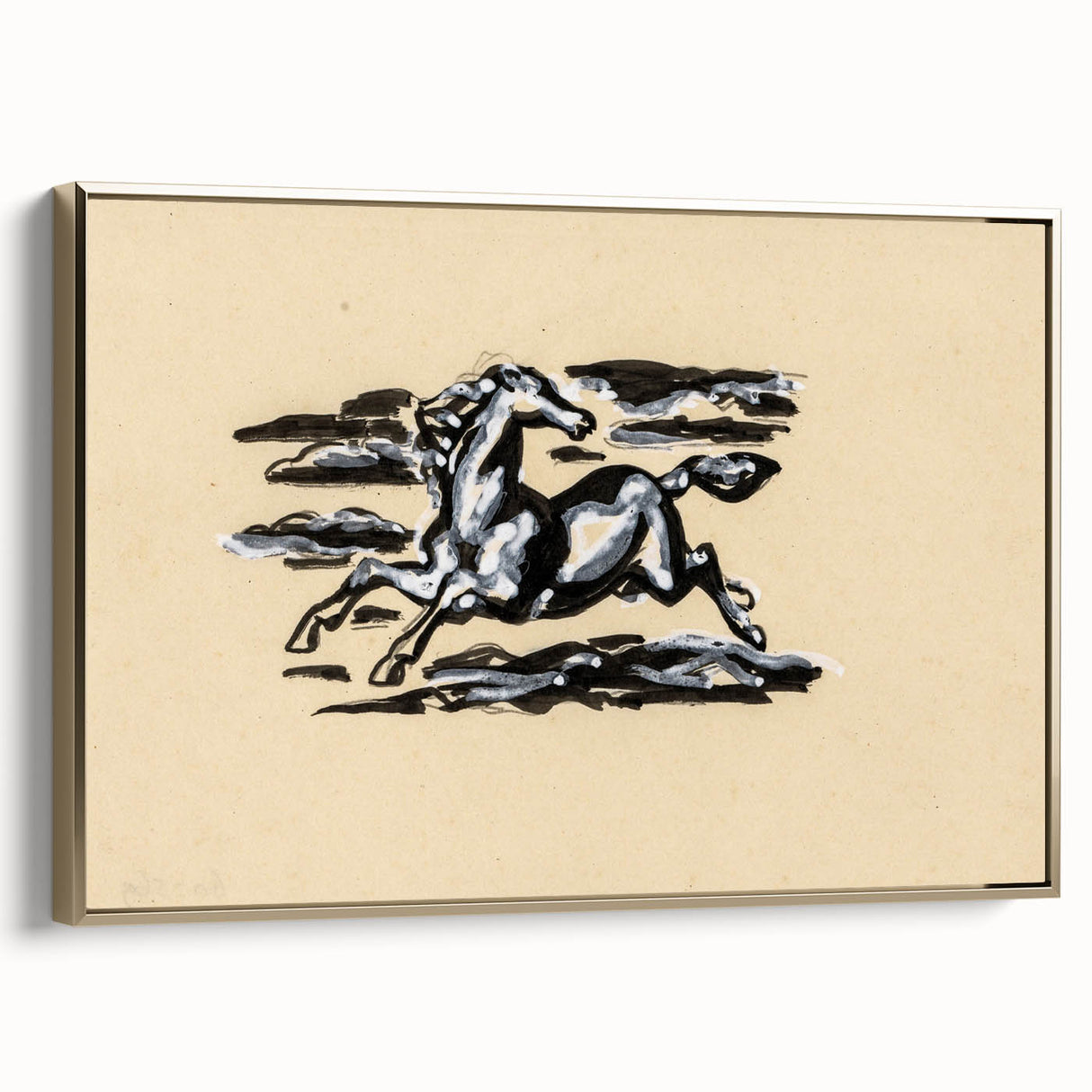 Grunge Wall Art: Running Horse Design | Vintage Grunge Canvas Print