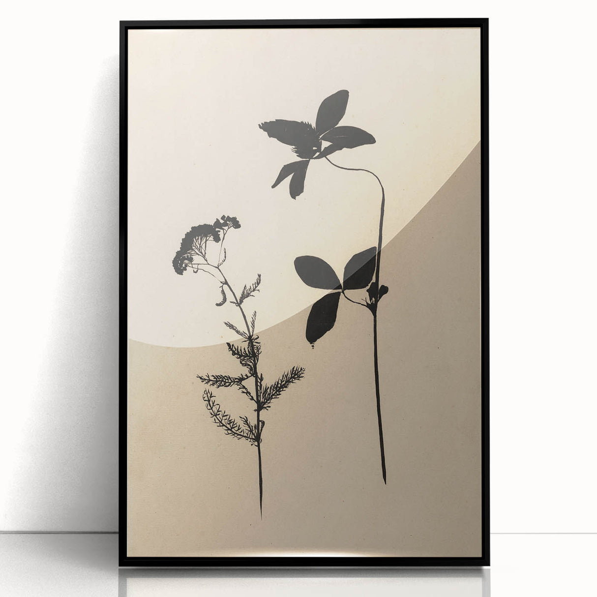 Grunge Wall Art - Botanical Silhouette Grunge Canvas Print for Decor
