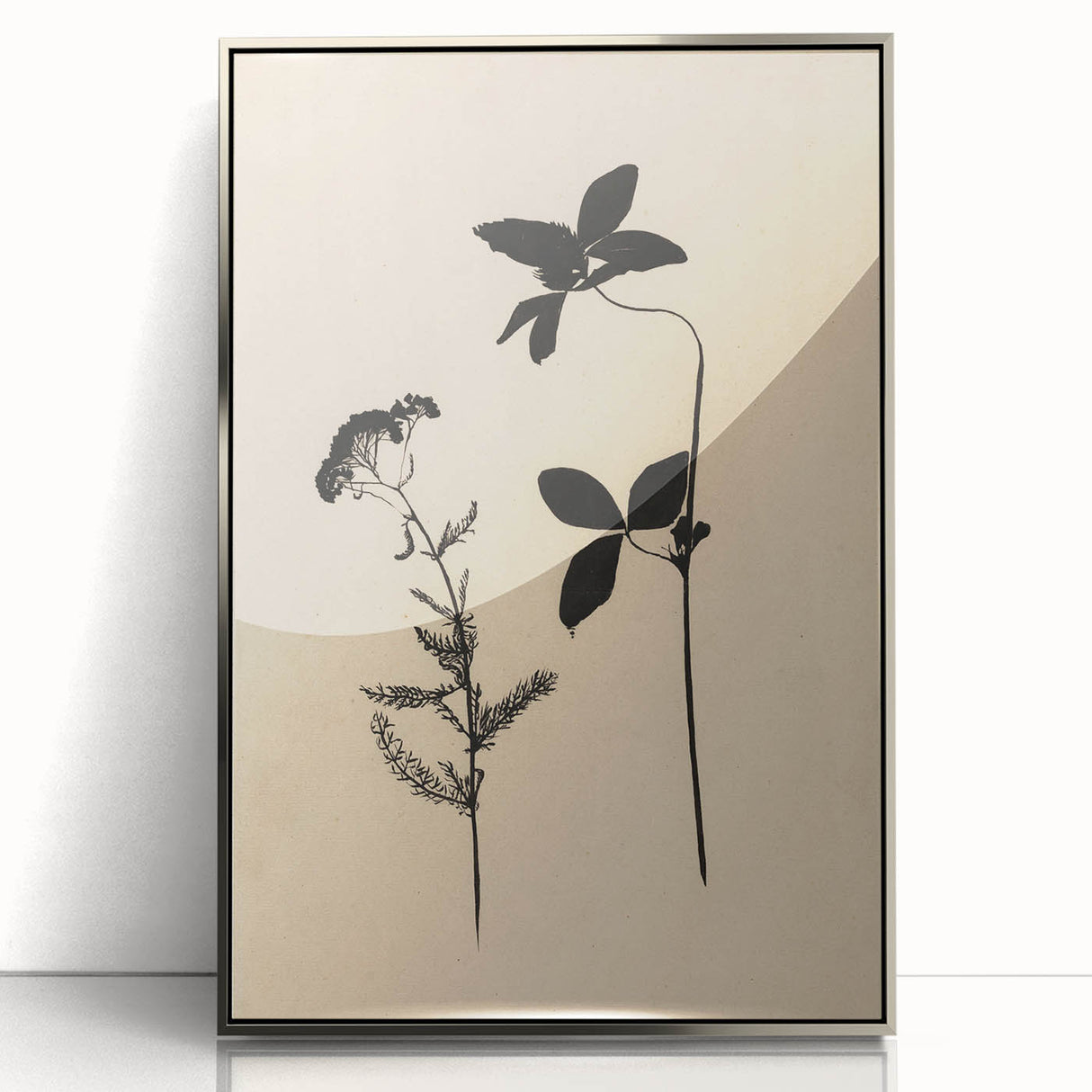 Grunge Wall Art - Botanical Silhouette Grunge Canvas Print for Decor