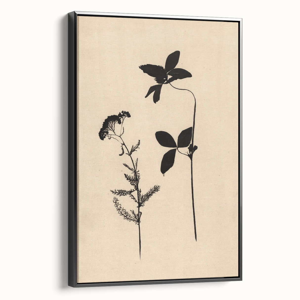 Grunge Wall Art - Botanical Silhouette Grunge Canvas Print for Decor