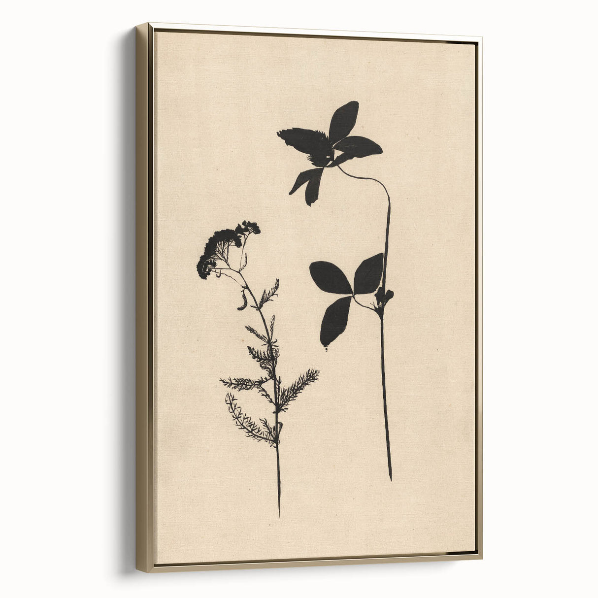 Grunge Wall Art - Botanical Silhouette Grunge Canvas Print for Decor
