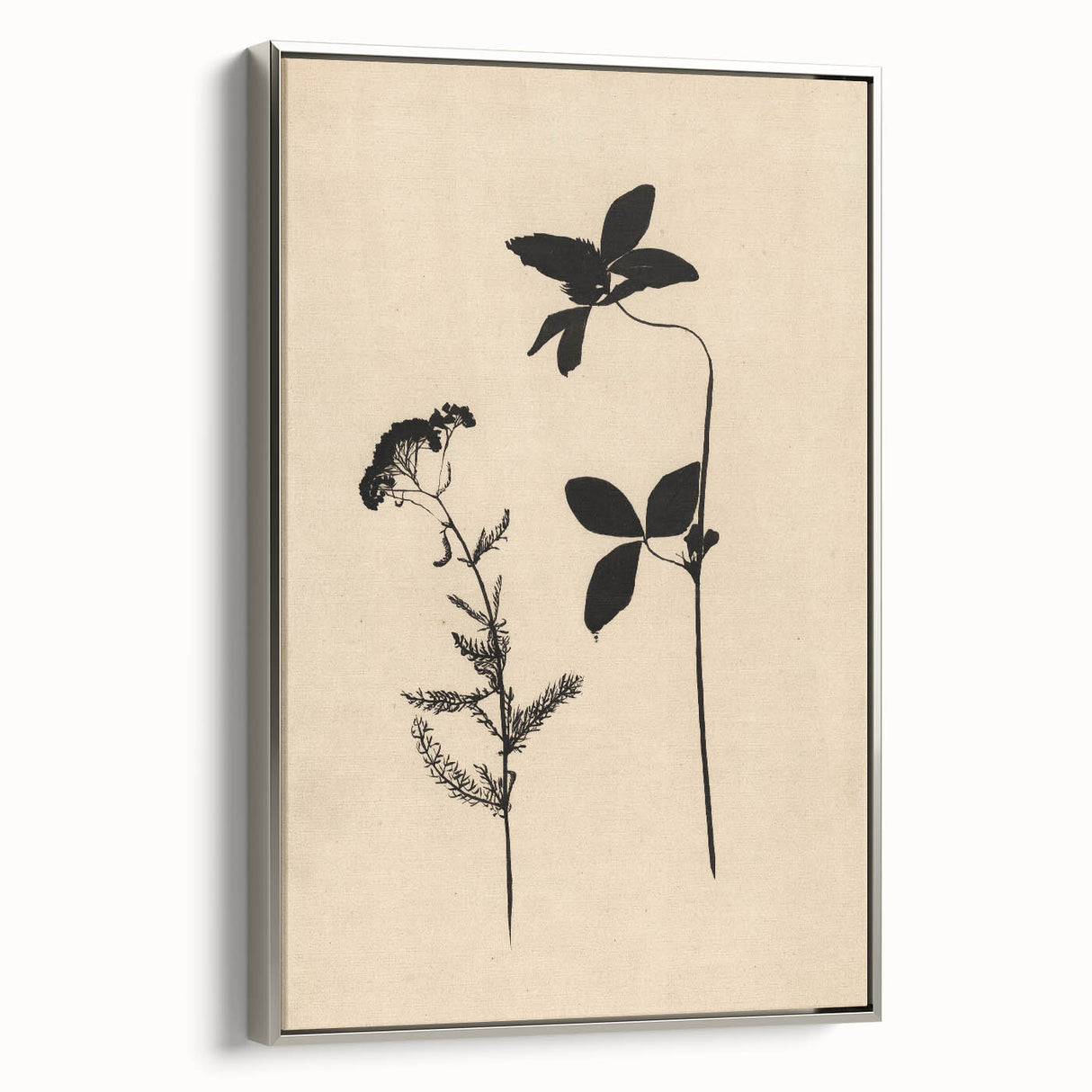 Grunge Wall Art - Botanical Silhouette Grunge Canvas Print for Decor