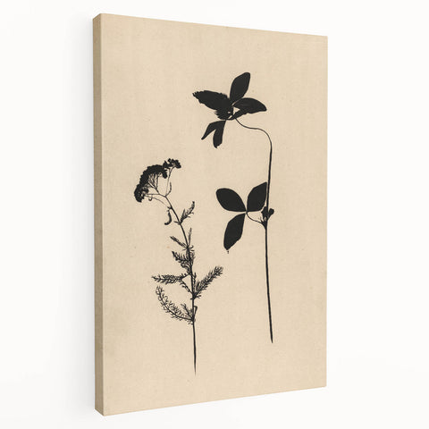 Grunge Wall Art - Botanical Silhouette Grunge Canvas Print for Decor