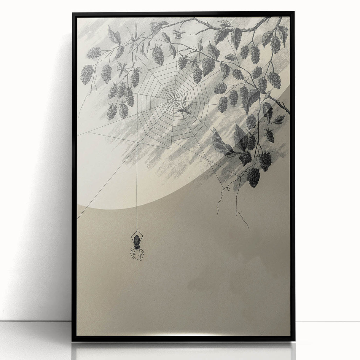 Grunge Wall Art - Spider Web and Berries Vintage Grunge Canvas Print