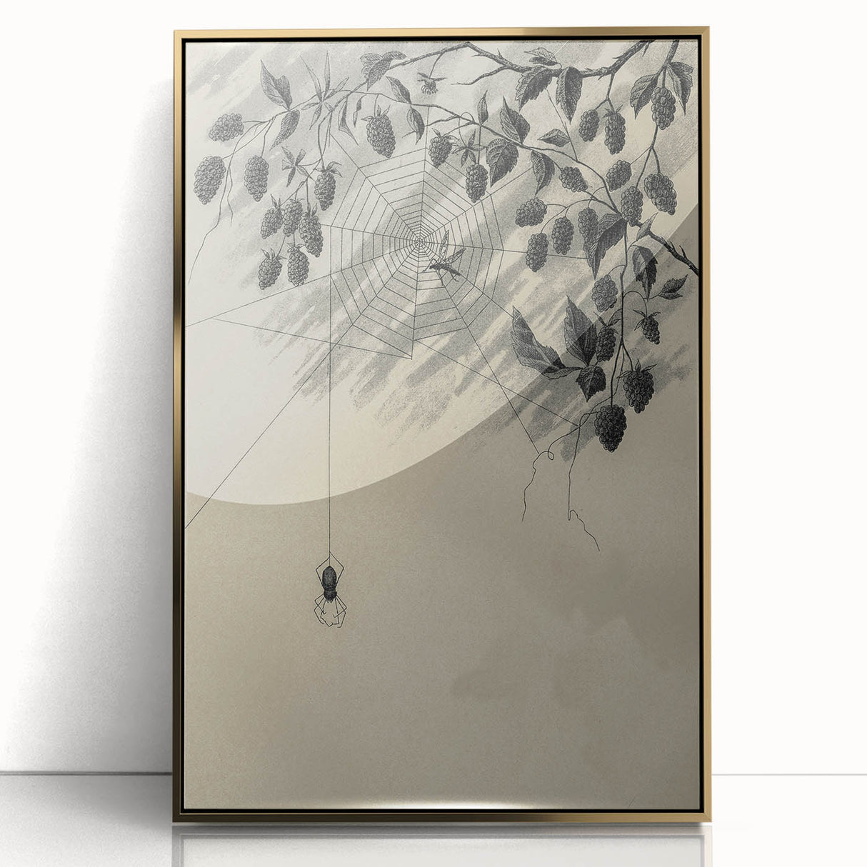 Grunge Wall Art - Spider Web and Berries Vintage Grunge Canvas Print