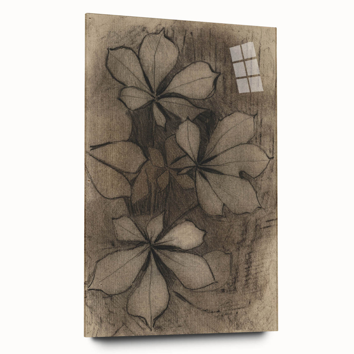 Grunge Wall Art - Floral Charcoal Sketch Grunge Canvas Print for Decor