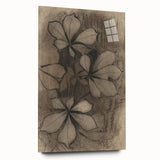 Grunge Wall Art - Floral Charcoal Sketch Grunge Canvas Print for Decor