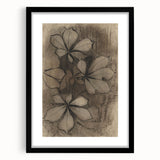 Grunge Wall Art - Floral Charcoal Sketch Grunge Canvas Print for Decor