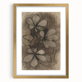 Grunge Wall Art - Floral Charcoal Sketch Grunge Canvas Print for Decor