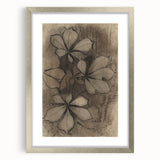 Grunge Wall Art - Floral Charcoal Sketch Grunge Canvas Print for Decor