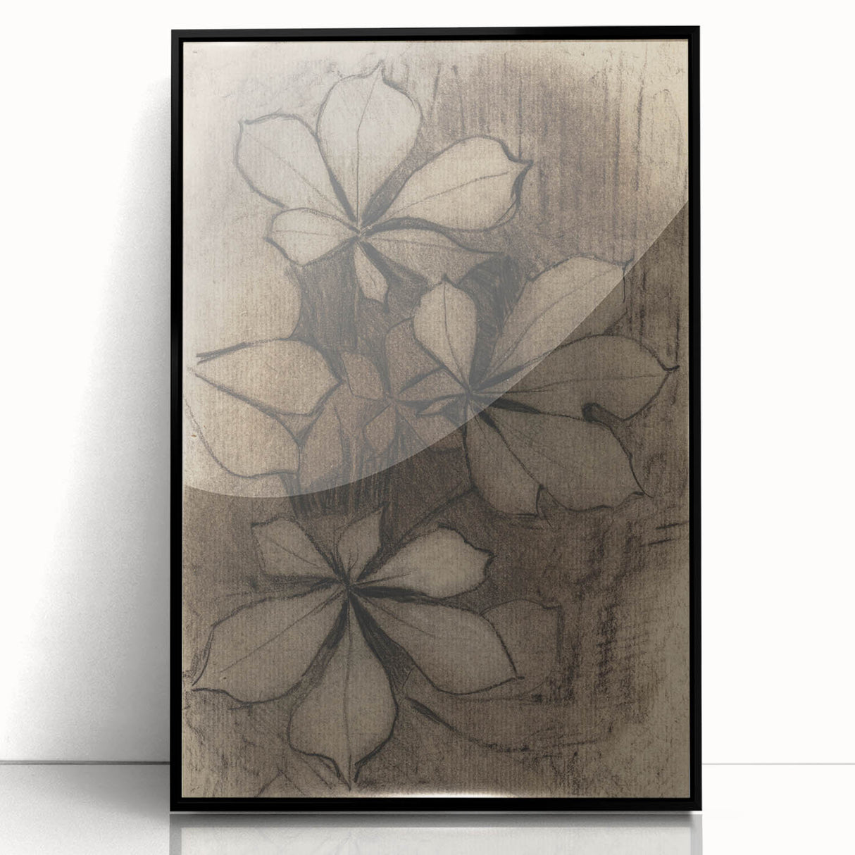 Grunge Wall Art - Floral Charcoal Sketch Grunge Canvas Print for Decor