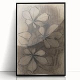 Grunge Wall Art - Floral Charcoal Sketch Grunge Canvas Print for Decor