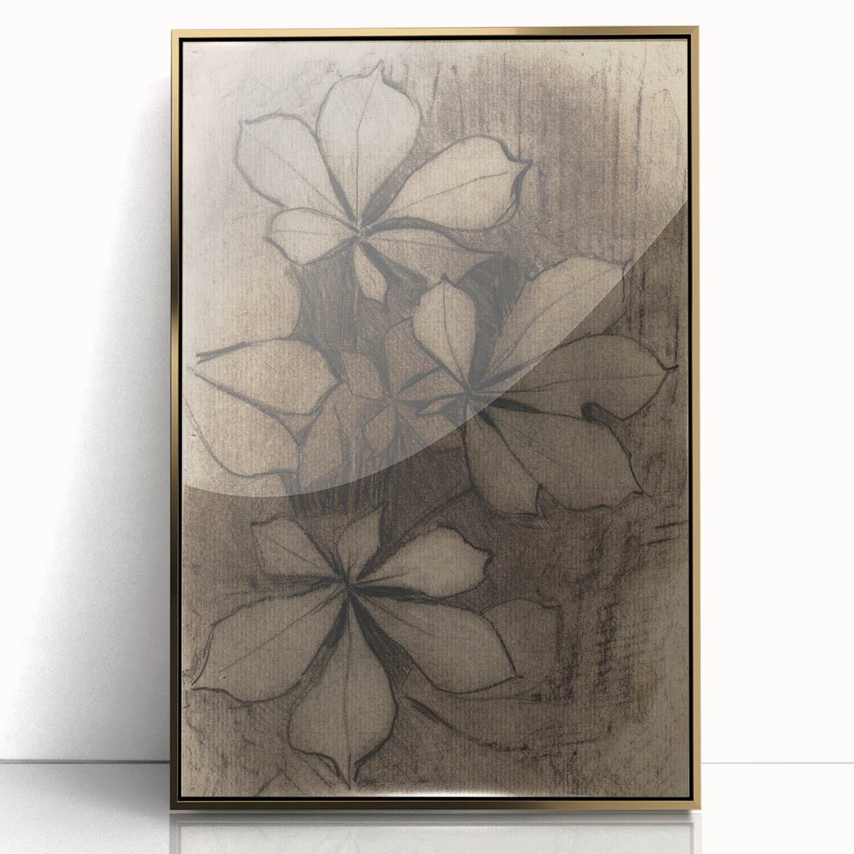 Grunge Wall Art - Floral Charcoal Sketch Grunge Canvas Print for Decor