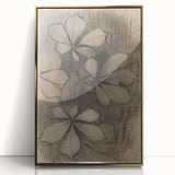 Grunge Wall Art - Floral Charcoal Sketch Grunge Canvas Print for Decor