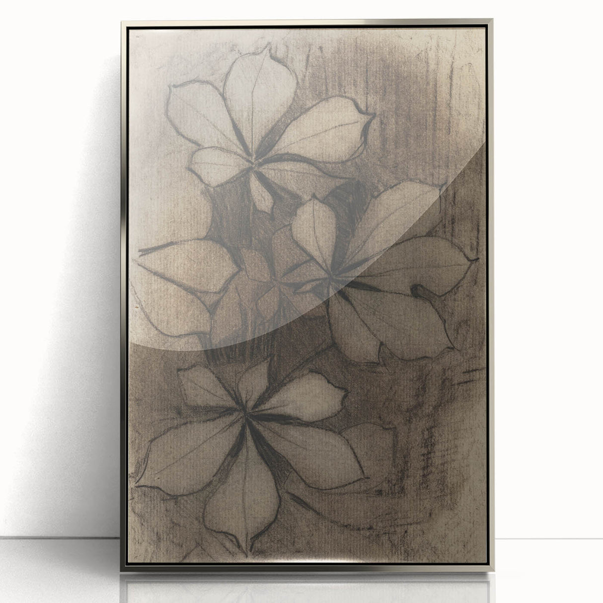 Grunge Wall Art - Floral Charcoal Sketch Grunge Canvas Print for Decor