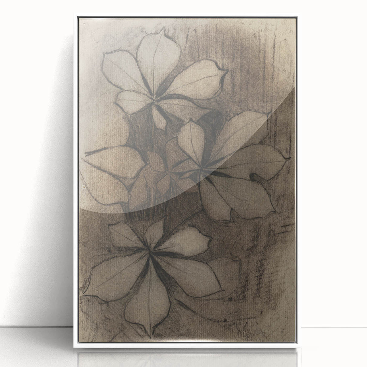 Grunge Wall Art - Floral Charcoal Sketch Grunge Canvas Print for Decor