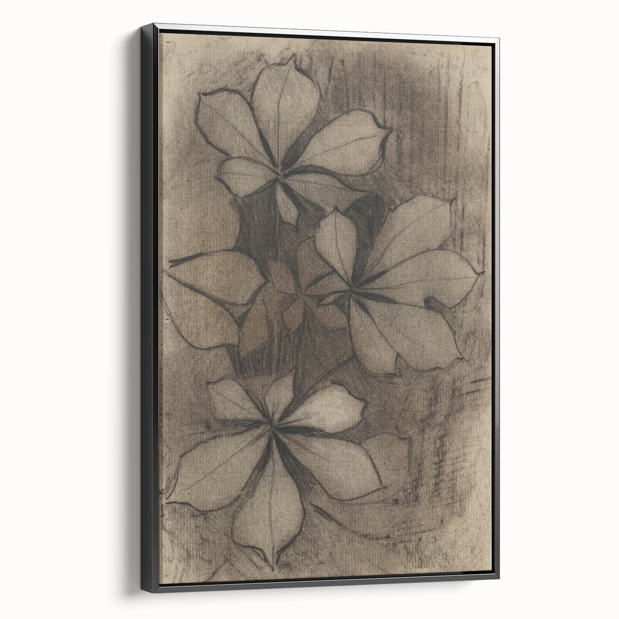 Grunge Wall Art - Floral Charcoal Sketch Grunge Canvas Print for Decor