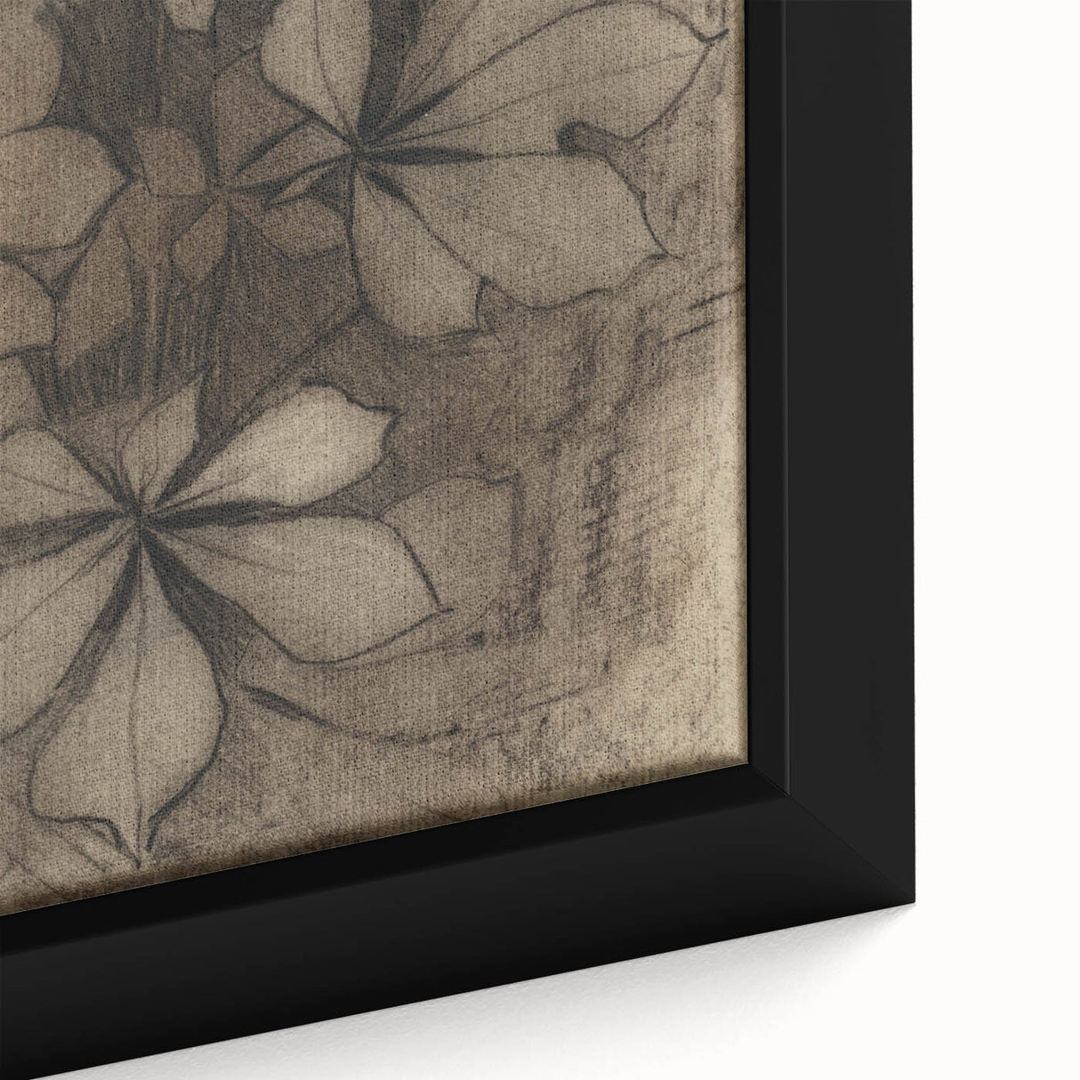 Grunge Wall Art - Floral Charcoal Sketch Grunge Canvas Print for Decor