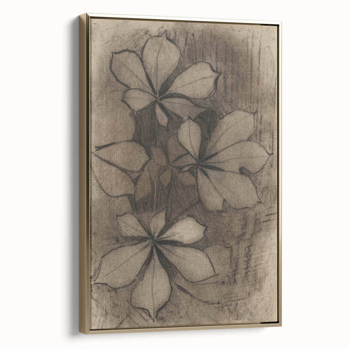 Grunge Wall Art - Floral Charcoal Sketch Grunge Canvas Print for Decor
