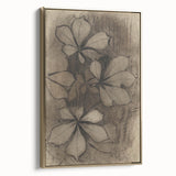 Grunge Wall Art - Floral Charcoal Sketch Grunge Canvas Print for Decor