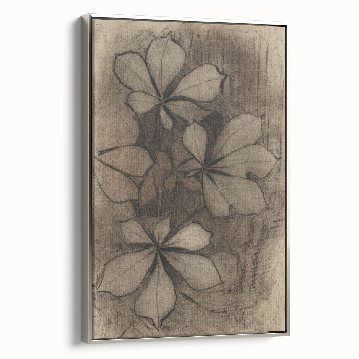 Grunge Wall Art - Floral Charcoal Sketch Grunge Canvas Print for Decor