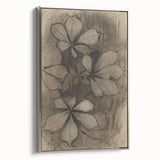 Grunge Wall Art - Floral Charcoal Sketch Grunge Canvas Print for Decor