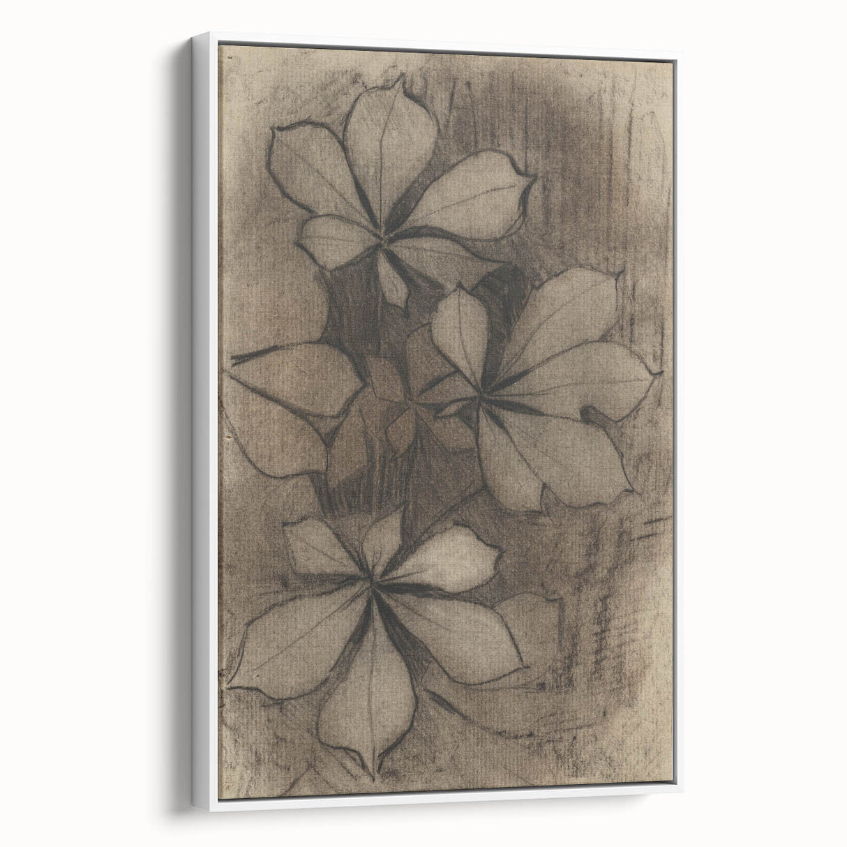 Grunge Wall Art - Floral Charcoal Sketch Grunge Canvas Print for Decor