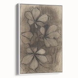 Grunge Wall Art - Floral Charcoal Sketch Grunge Canvas Print for Decor