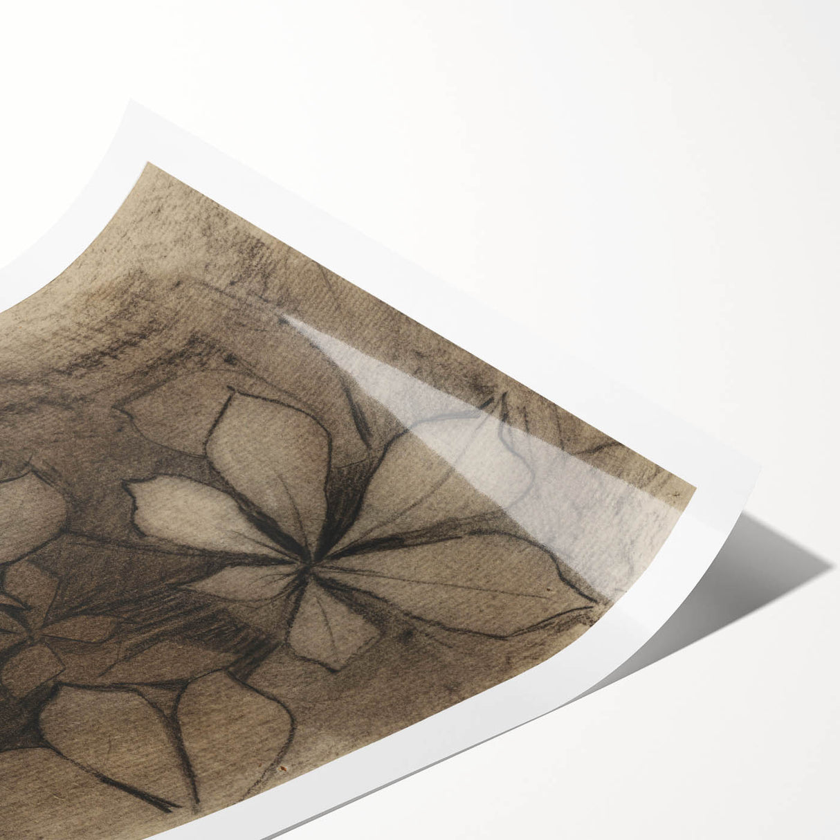 Grunge Wall Art - Floral Charcoal Sketch Grunge Canvas Print for Decor