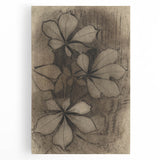 Grunge Wall Art - Floral Charcoal Sketch Grunge Canvas Print for Decor